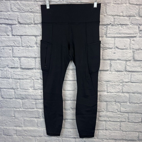 Athleta Women Black Leggings Activewear Pants‎ Yoga Zip Pocket Size SMALL 28X26 - Picture 2 of 13